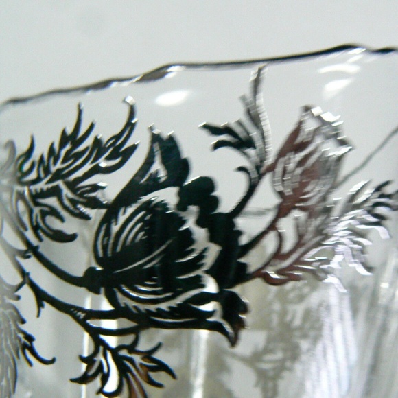 VINTAGE SILVER CITY FLANDERS FLOWERS CLEAR GLASS FOOTED SUGAR BOWL & CREAMER SET - Picture 9 of 10